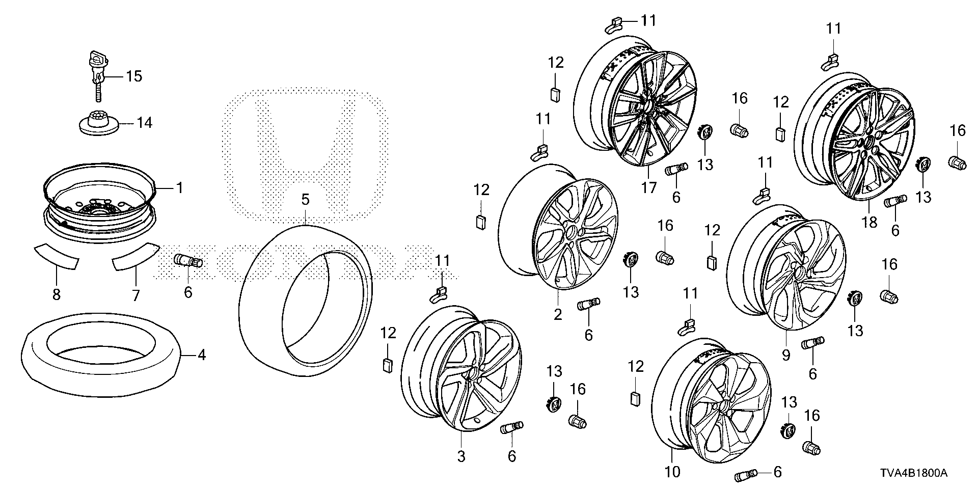 Diagram TIRE@WHEEL DISK for your Honda