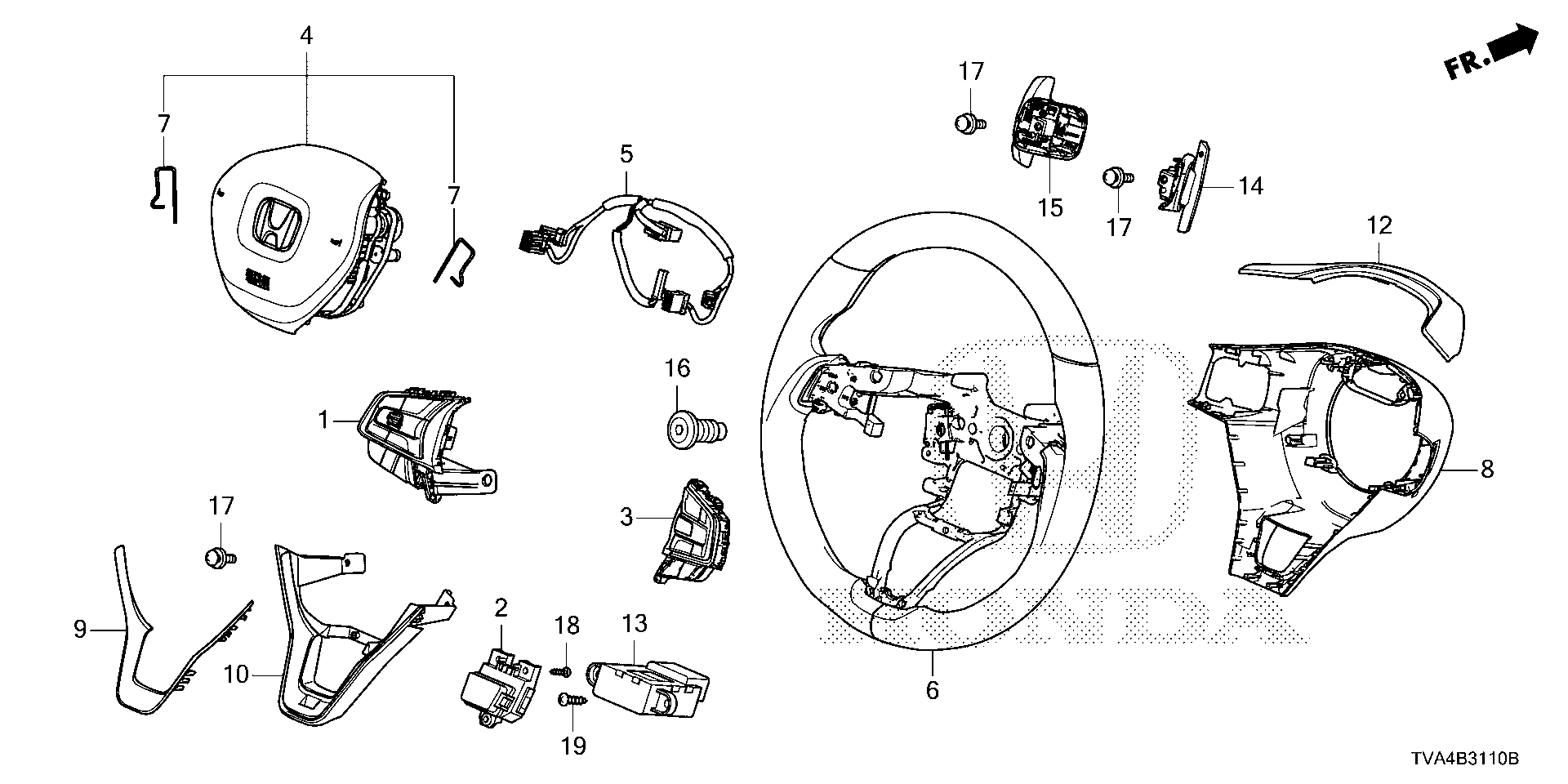 Honda Accord Sub-wire, cable reel. Body, srs, steering - 77901-TVA-A60 ...