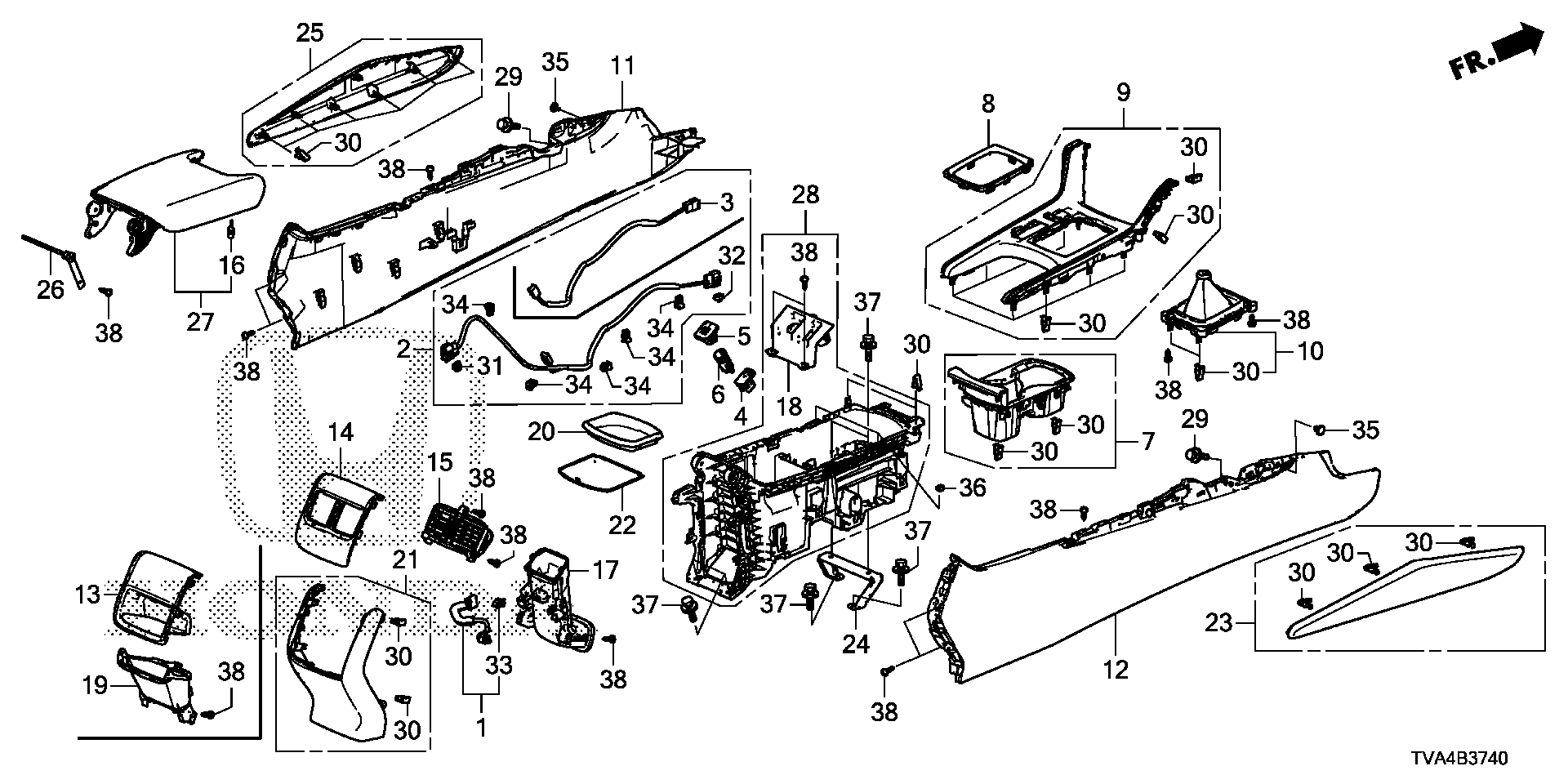 Diagram CONSOLE (MT) for your 1984 Honda Civic Hatchback   