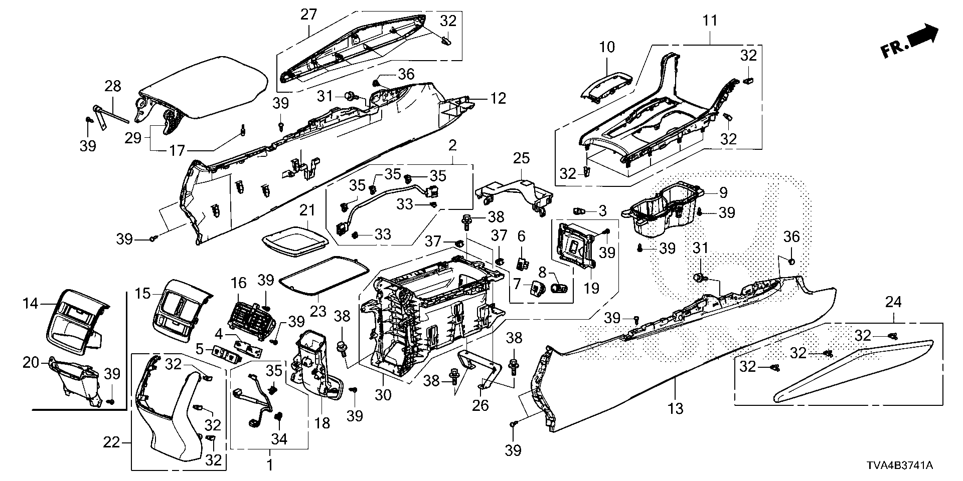 Diagram CONSOLE (AT) for your 1984 Honda Civic Hatchback   