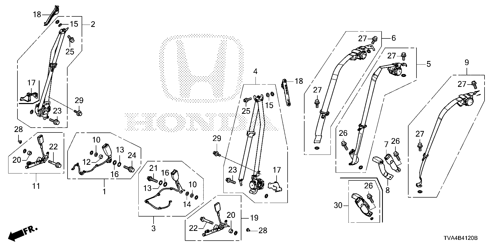 Diagram SEAT BELTS for your 2006 Honda CR-V   