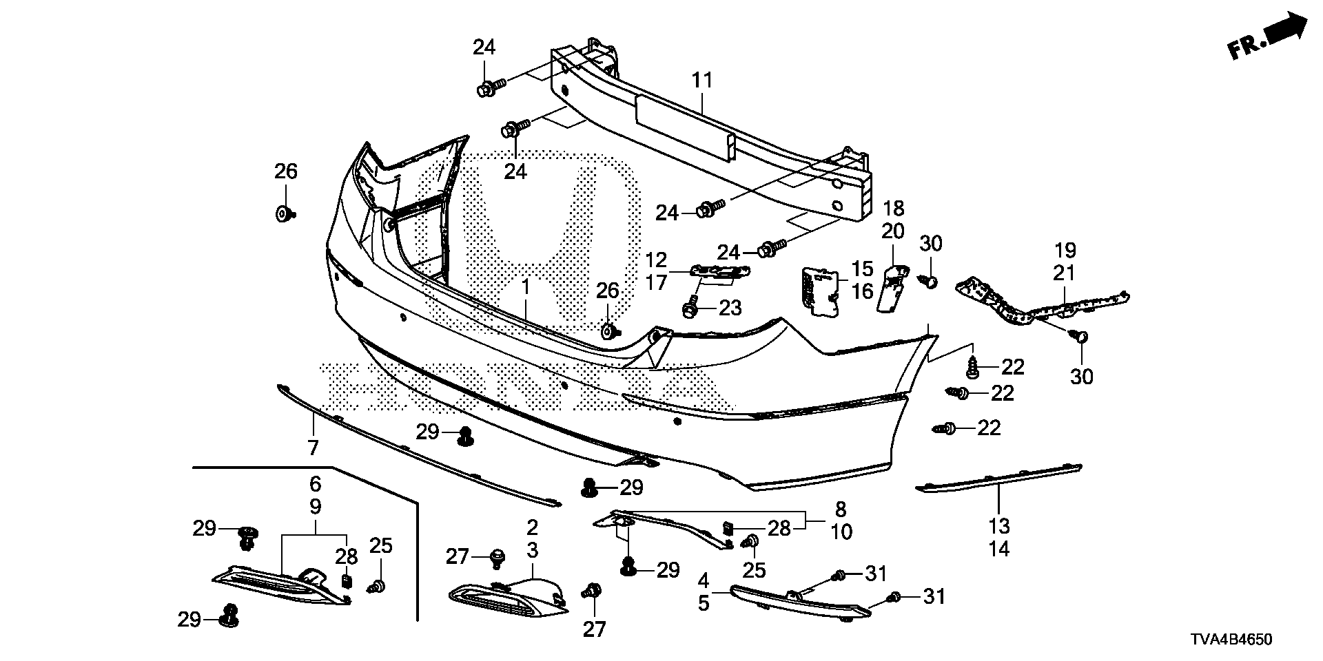 Diagram REAR BUMPER for your 2008 Honda Pilot   