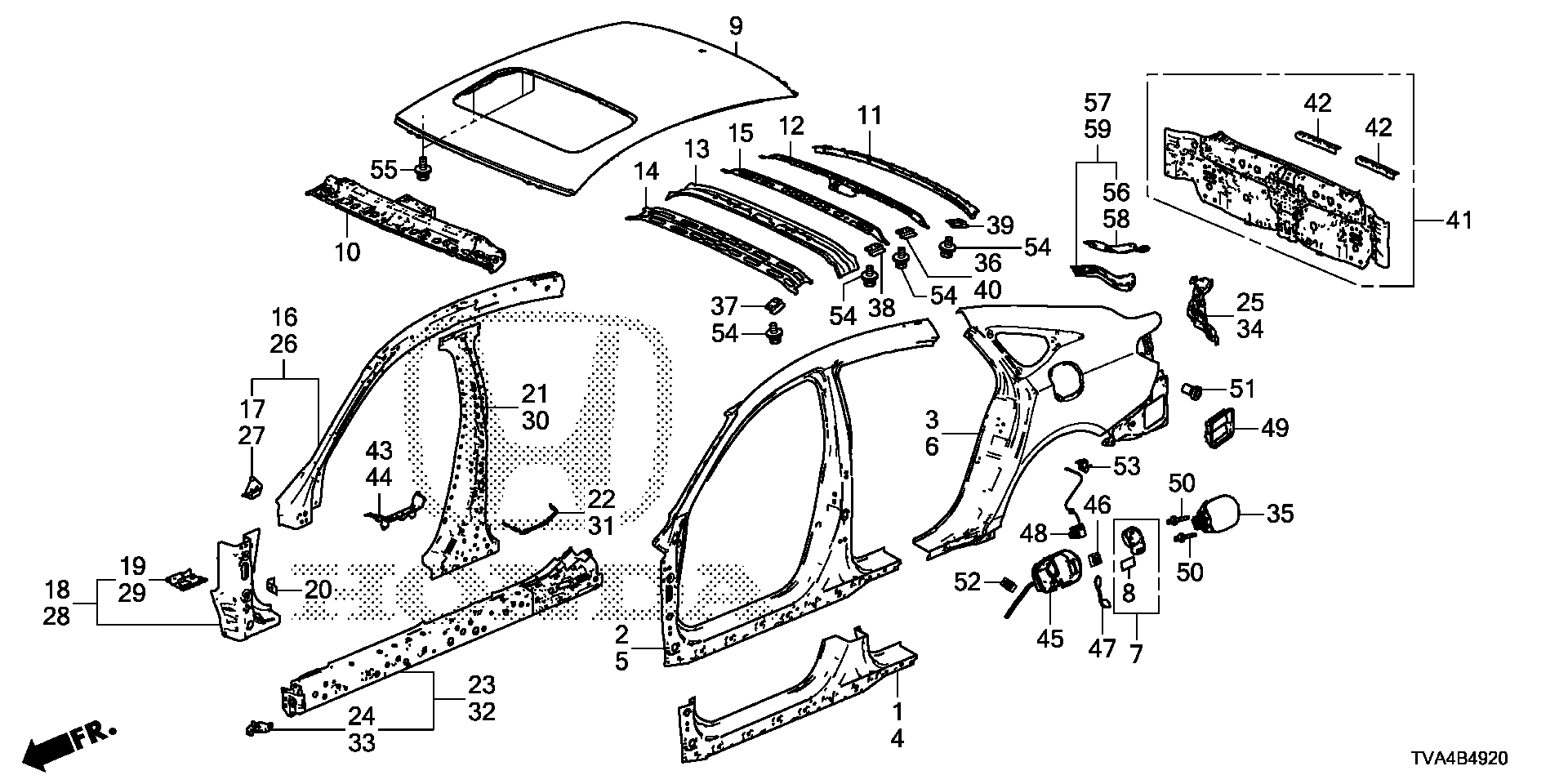 Diagram OUTER PANEL@REAR PANEL for your 2006 Honda Accord   