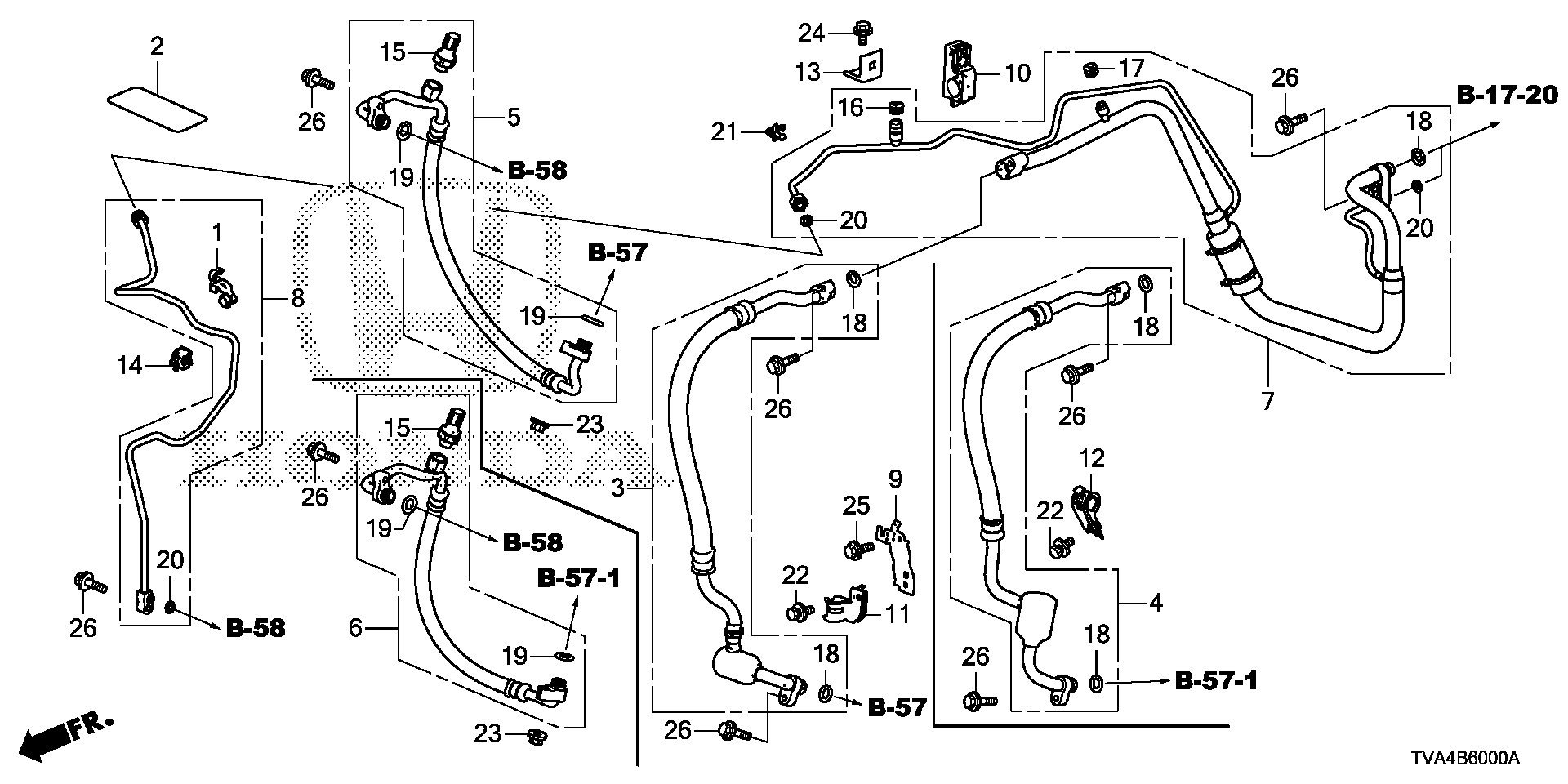 Diagram AIR CONDITIONER (HOSES/PIPES) (KA/KC) for your 1993 Honda Accord   