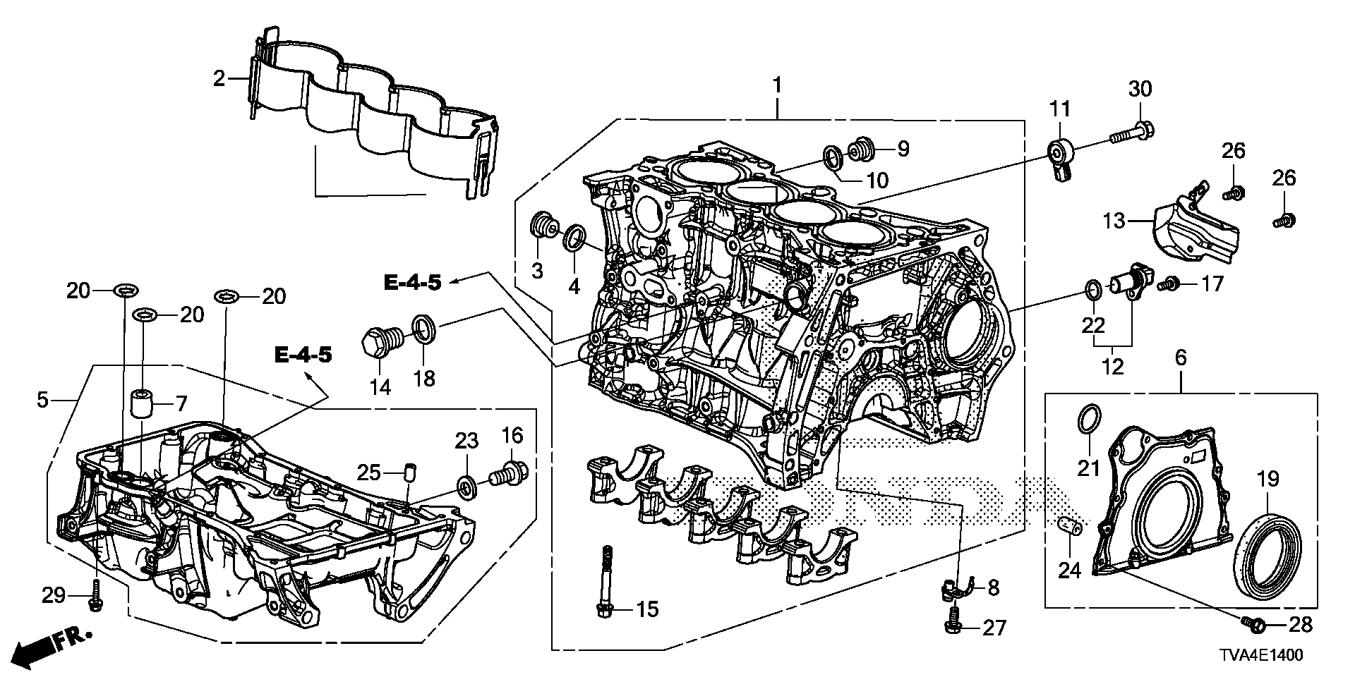 Diagram CYLINDER BLOCK@OIL PAN (1.5L) for your 1997 Honda CR-V   