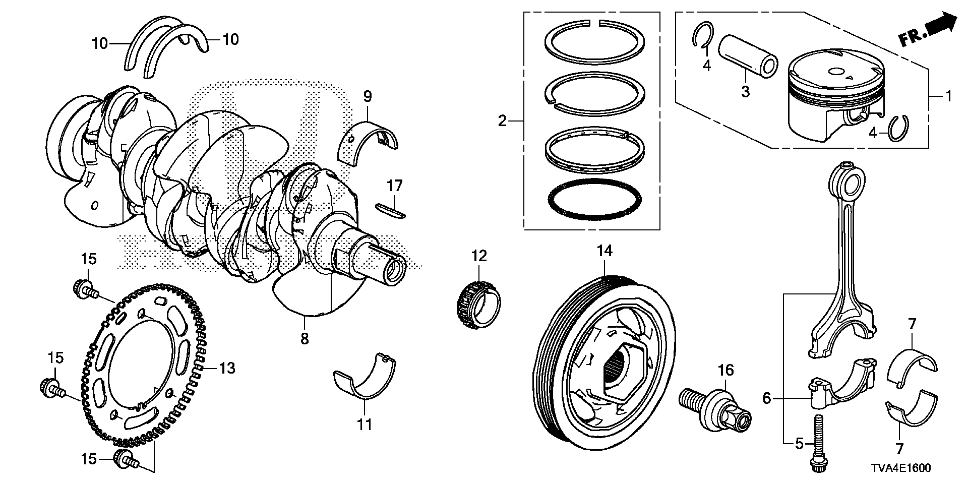 Diagram CRANKSHAFT@PISTON (1.5L) for your 2001 Honda Civic   