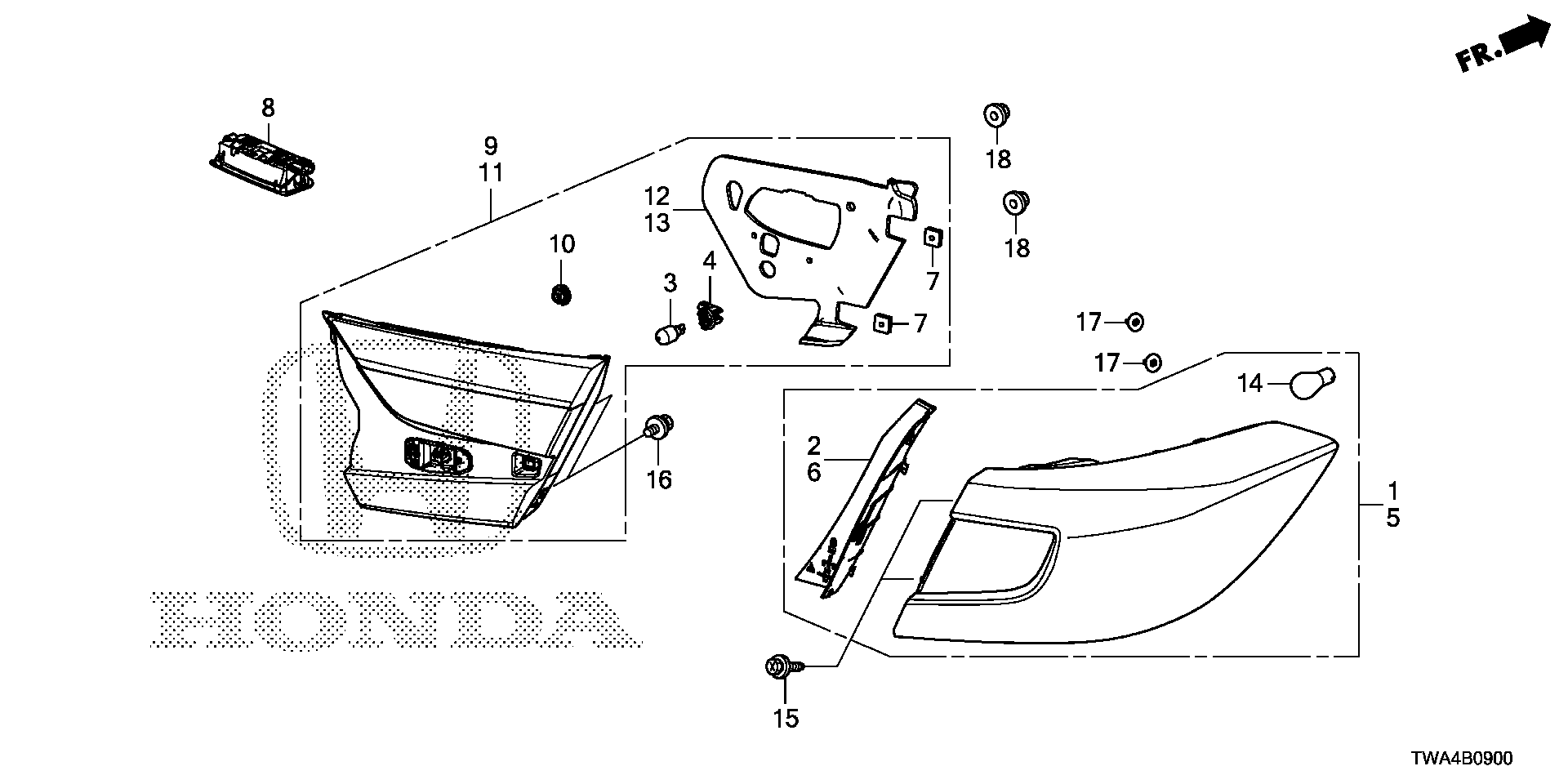 Diagram TAILLIGHT@LICENSE LIGHT for your 2021 Honda Odyssey   