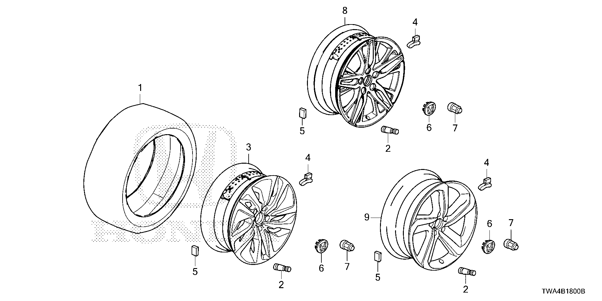 Diagram TIRE@WHEEL DISK for your 2021 Honda Accord   