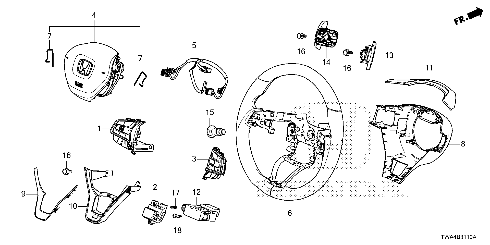 Full size assembly image of STEERING WHEEL (SRS) (1/1)