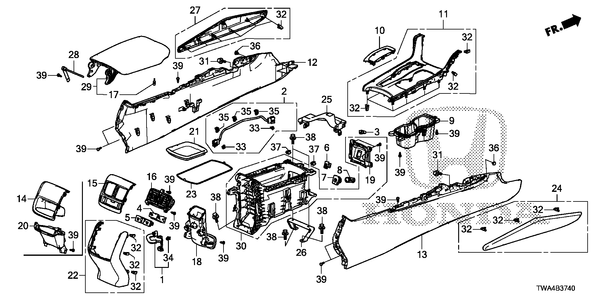 Diagram CONSOLE for your 1984 Honda Civic Hatchback   