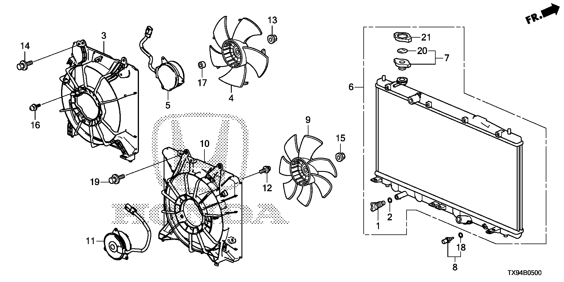 Diagram RADIATOR for your Honda Fit  