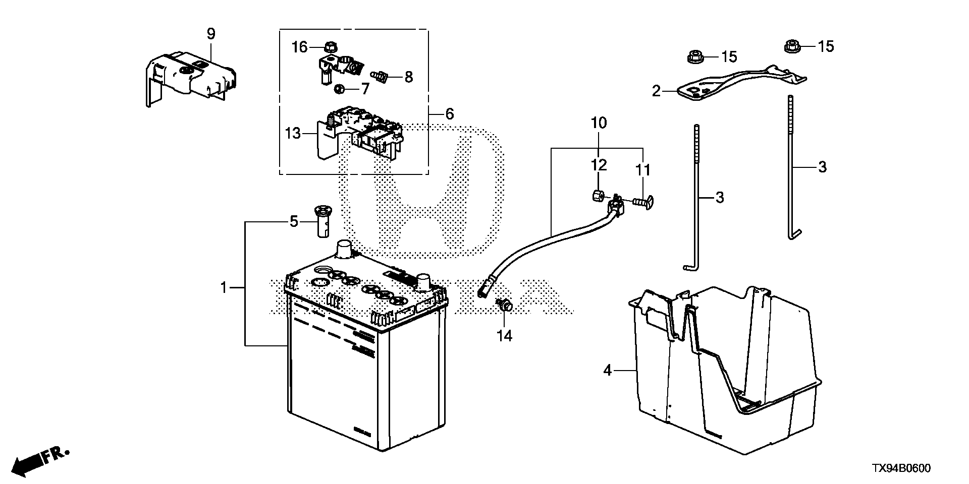 Diagram BATTERY for your Honda Fit  