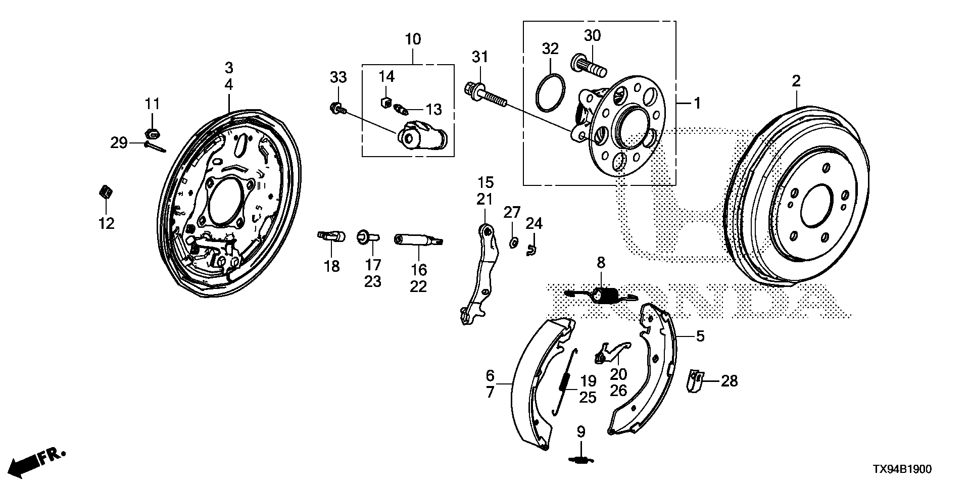 Diagram REAR BRAKE for your Honda Fit  