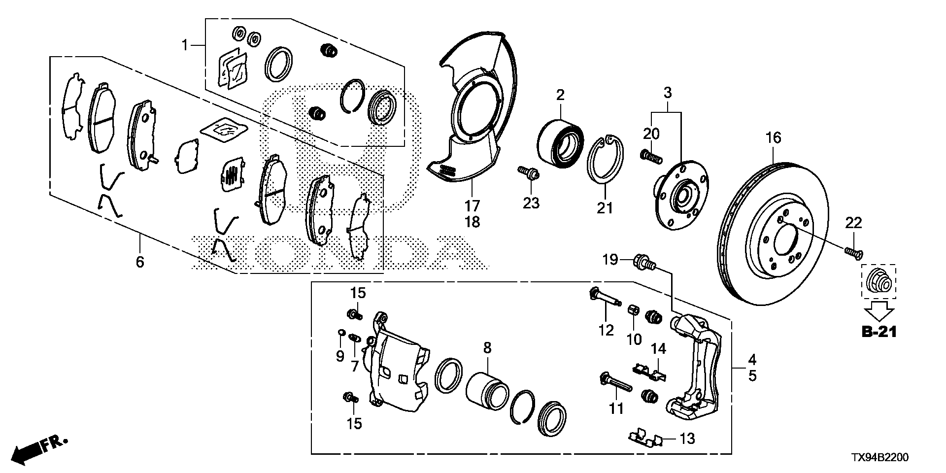 Diagram FRONT BRAKE for your Honda Fit  