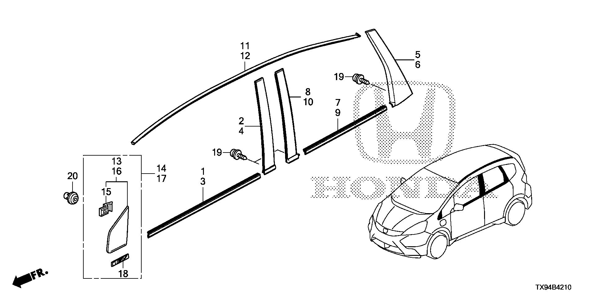 Diagram MOLDING for your Honda Fit  