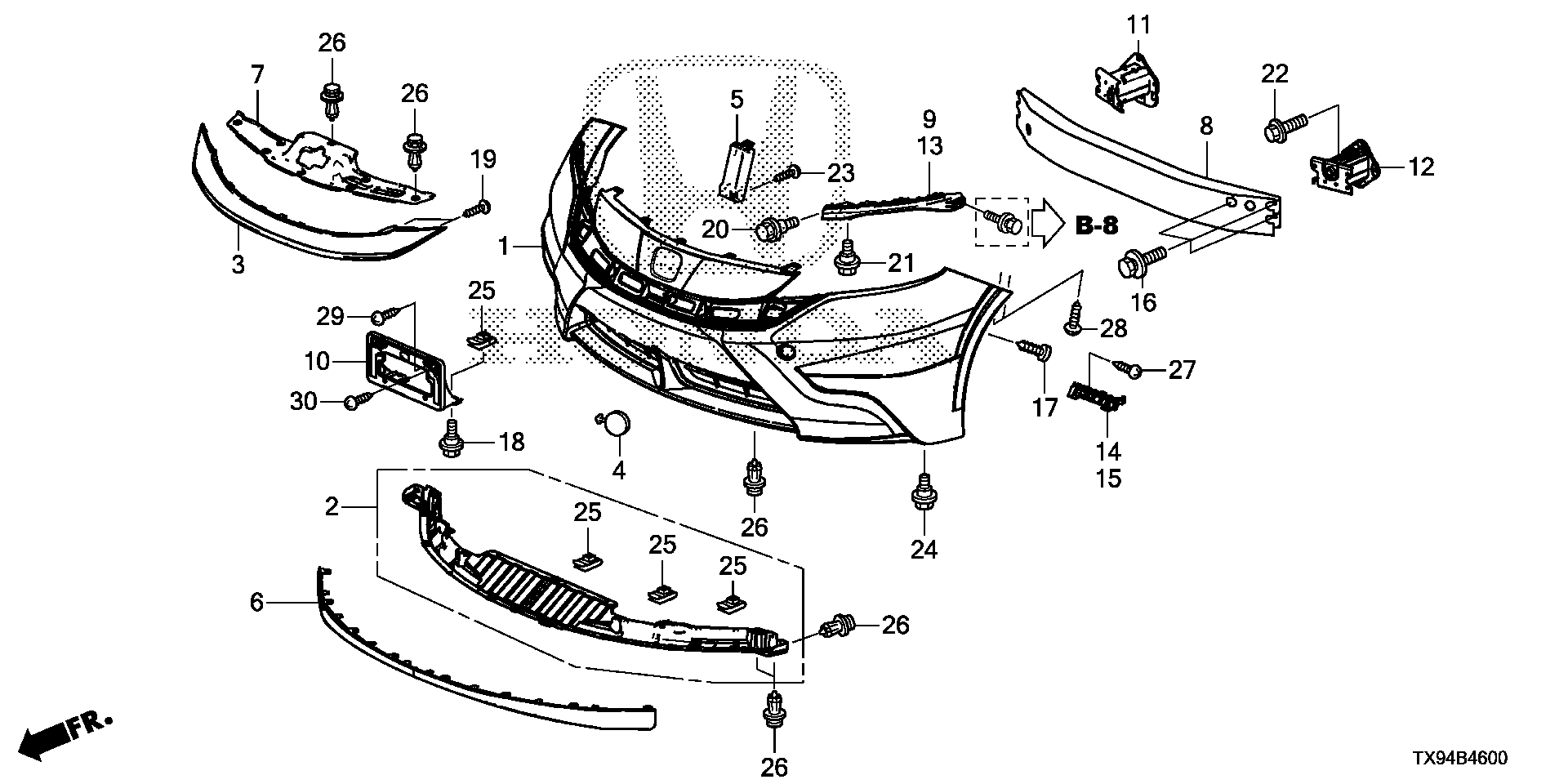 Diagram FRONT BUMPER for your 1981 Honda Civic Hatchback   