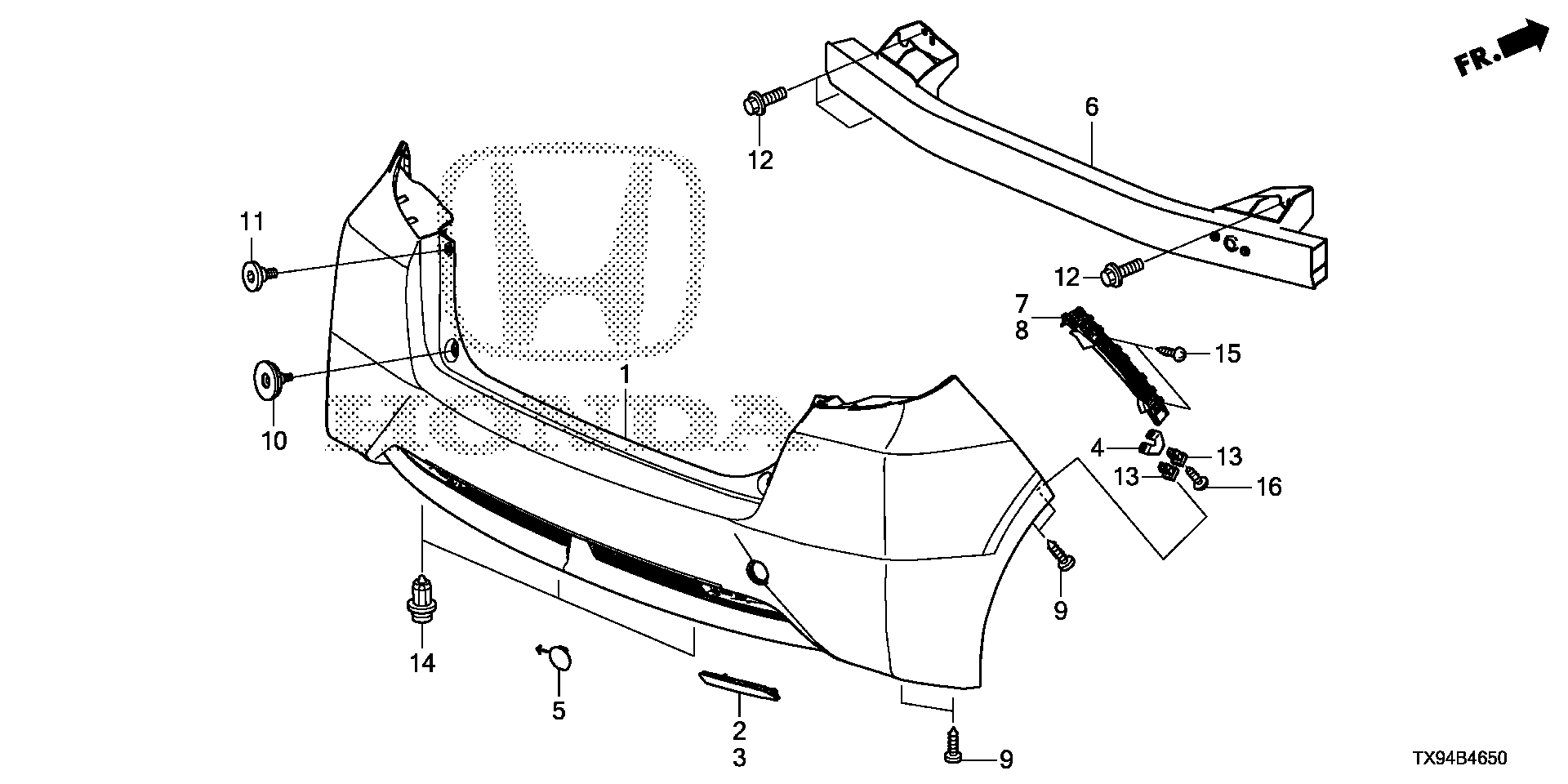 Diagram REAR BUMPER for your 2012 Honda Pilot   