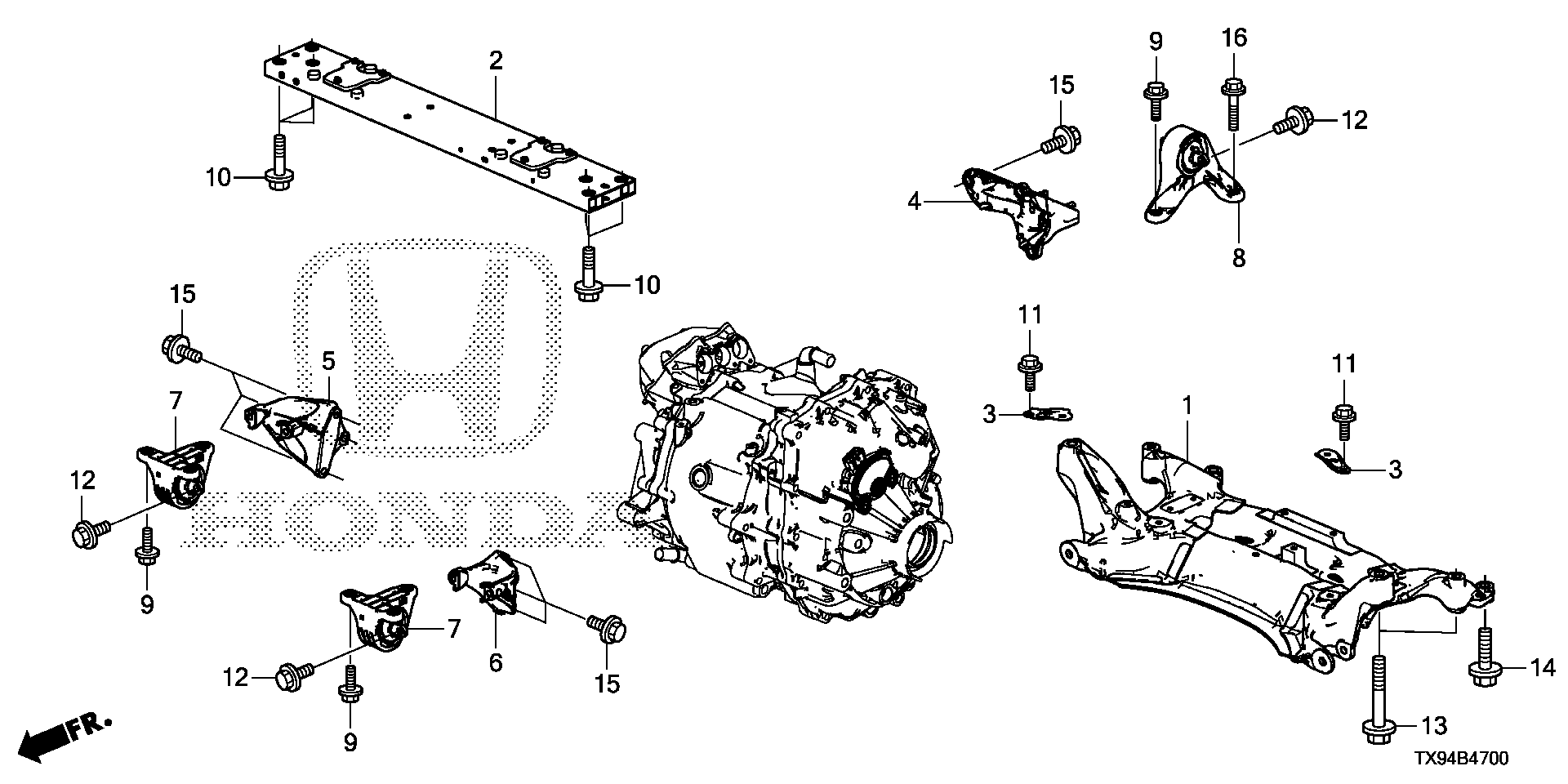 Honda Fit Bracket, l. Motor mounting. Body, frame - 50650-TX9-A01 ...