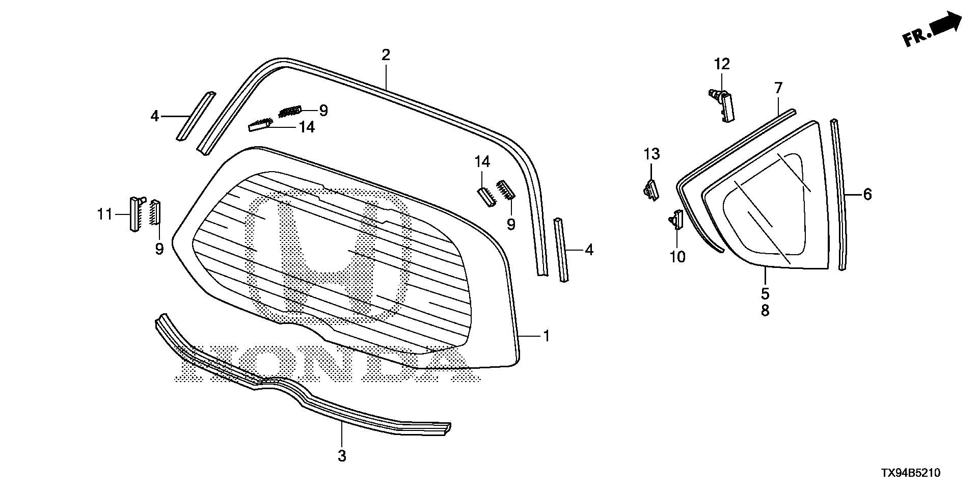 Diagram REAR WINDSHIELD for your Honda Fit  