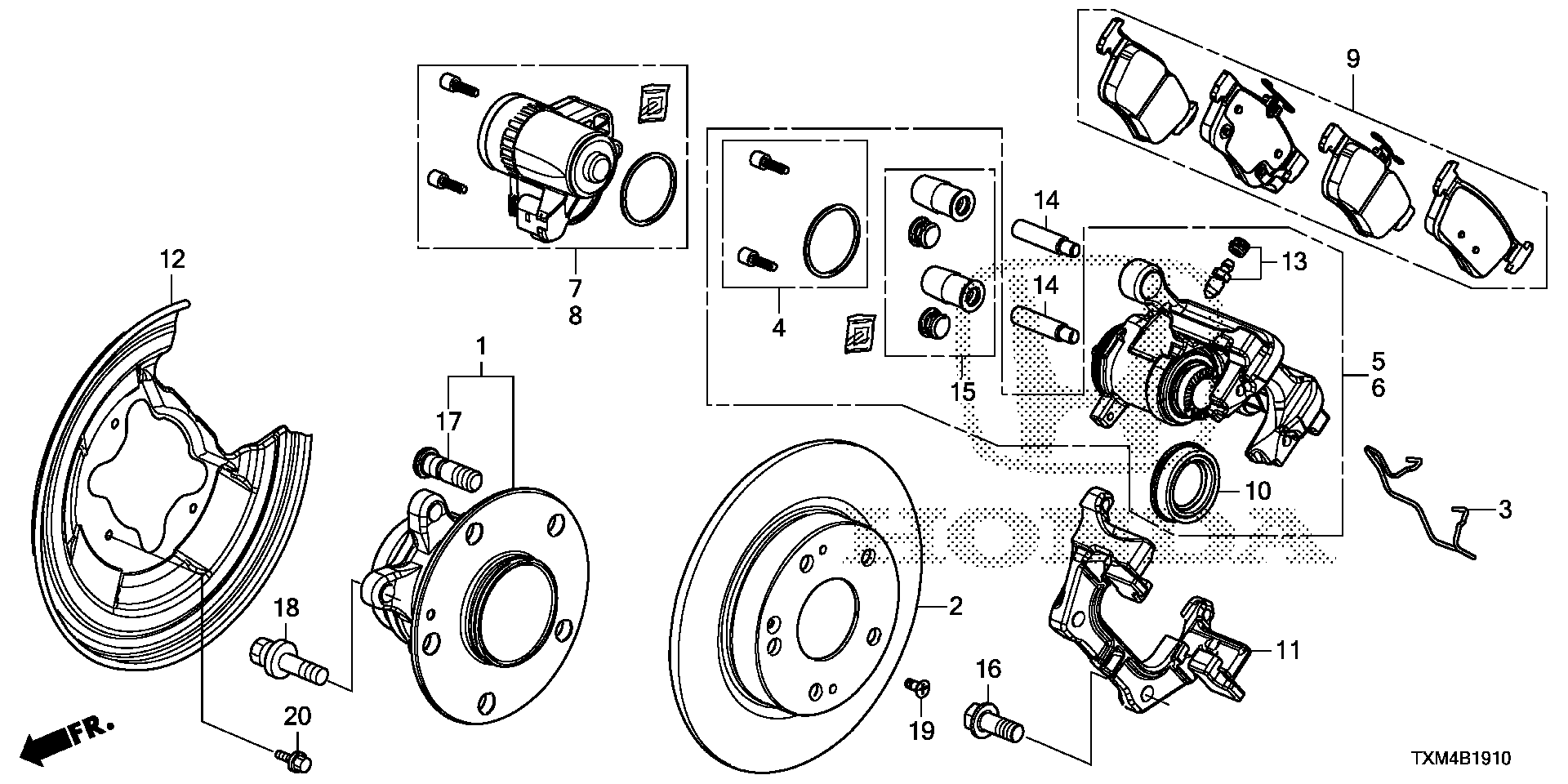 Honda Insight Pad Set, Rr. Brake, Brakes, Rear - 43022-txm-a02 