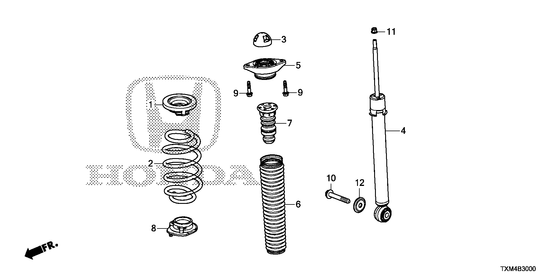 Honda Insight Shock absorber unit, rr. Rear, steering - 52611-TXM-A02 ...