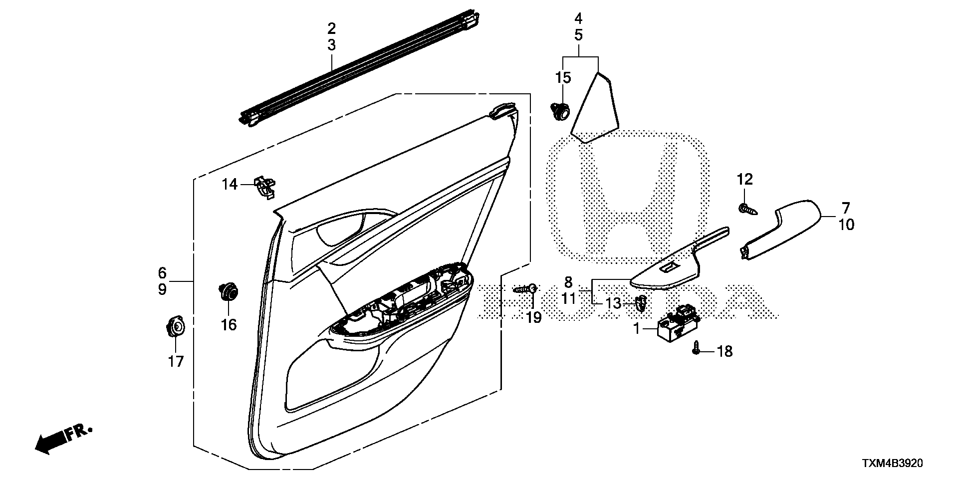 Diagram REAR DOOR LINING for your 2022 Honda Accord 1.5L VTEC CVT Sport 