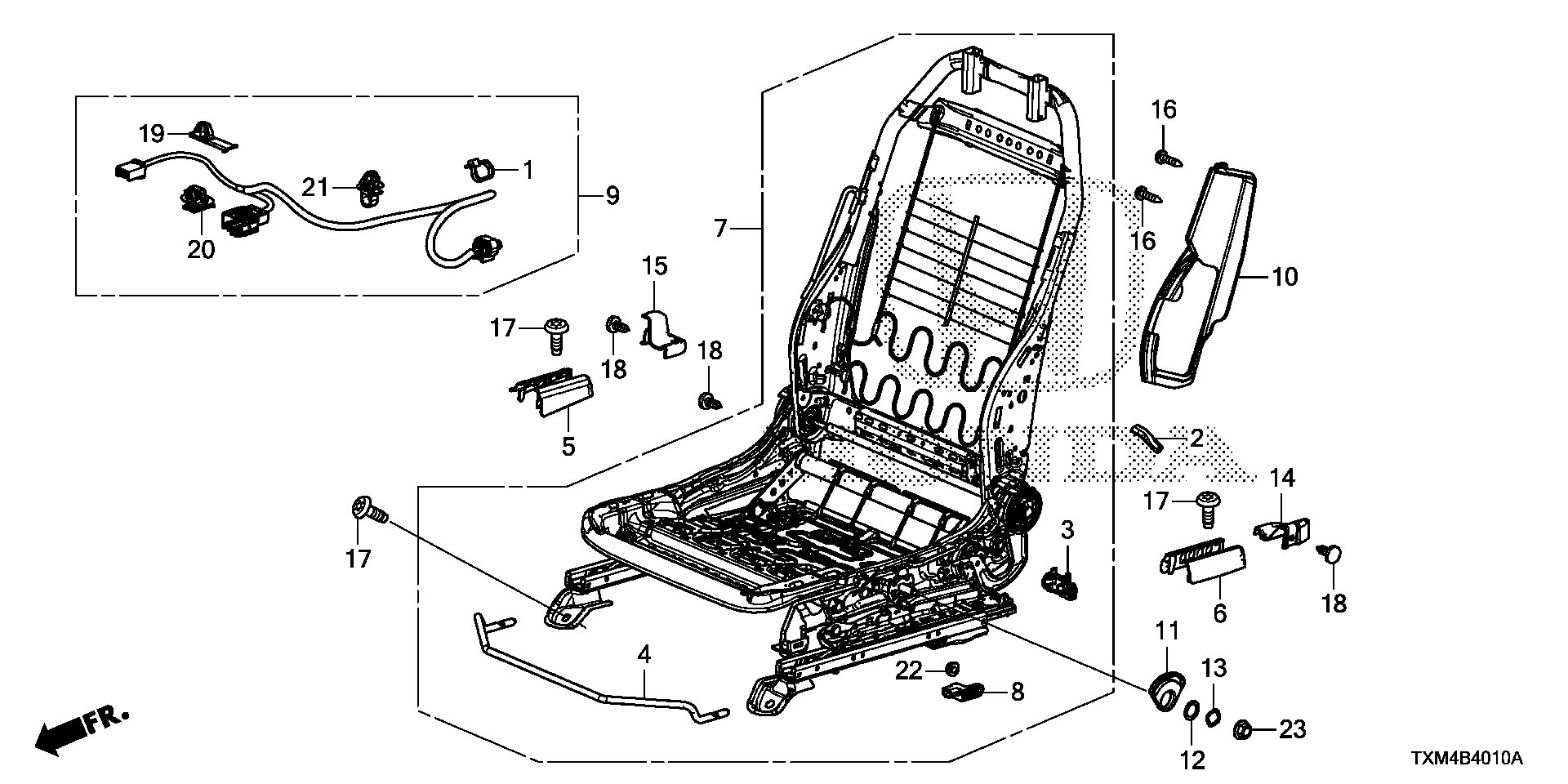 Diagram FRONT SEAT COMPONENTS (L.) for your Honda Insight  