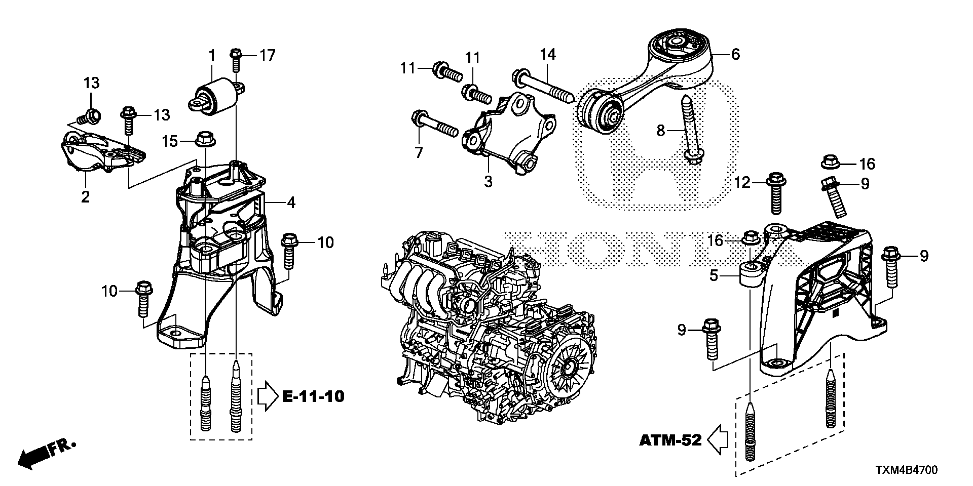 Honda Insight Bracket, torque rod (lower). Engine, fuel - 50690-TXM-A01 ...