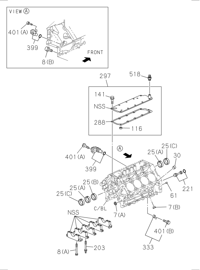 Diagram CYLINDER BLOCK for your 1999 Isuzu NQR   