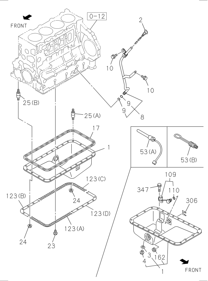 Diagram OIL PAN AND LEVEL GAUGE for your 1996 Isuzu