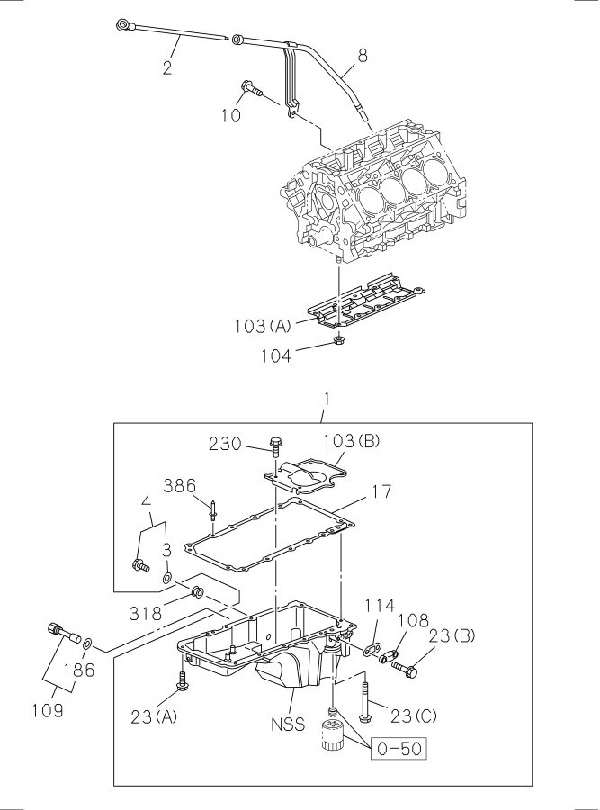 Diagram OIL PAN AND LEVEL GAUGE for your Isuzu