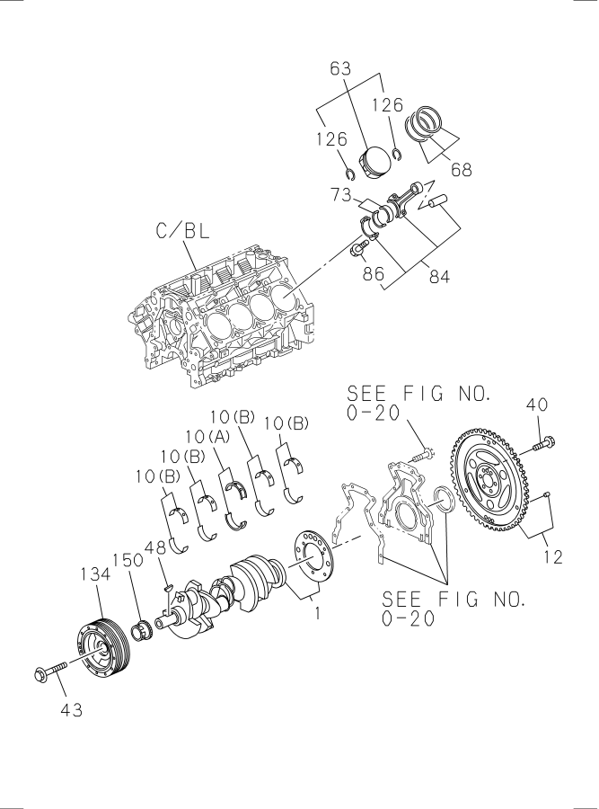 Diagram CRANKSHAFT,PISTON AND FLYWHEEL for your Isuzu NPR-HD  