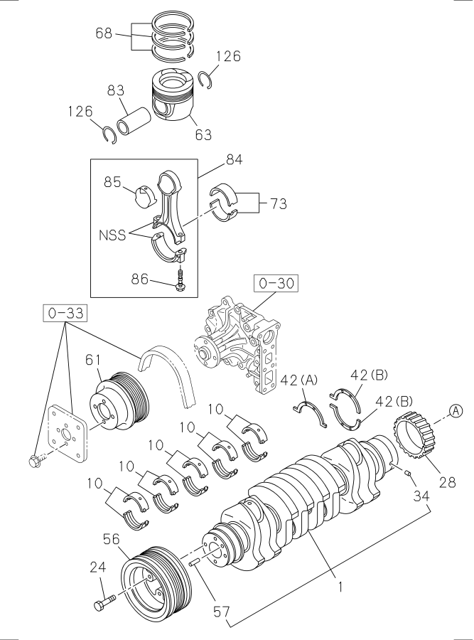 Diagram CRANKSHAFT,PISTON AND FLYWHEEL for your Isuzu NRR  