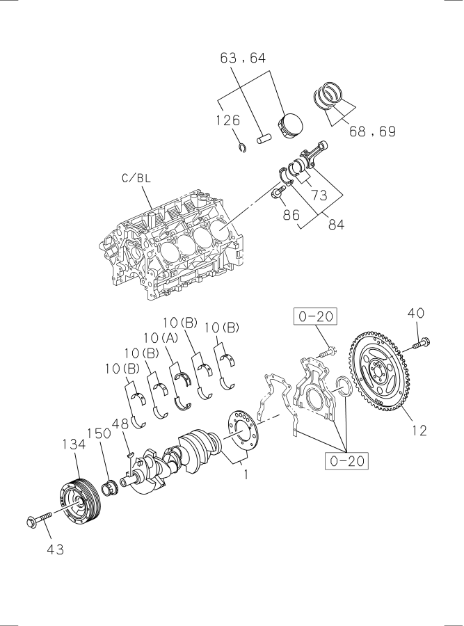 Diagram CRANKSHAFT,PISTON AND FLYWHEEL for your Isuzu NPR-HD  