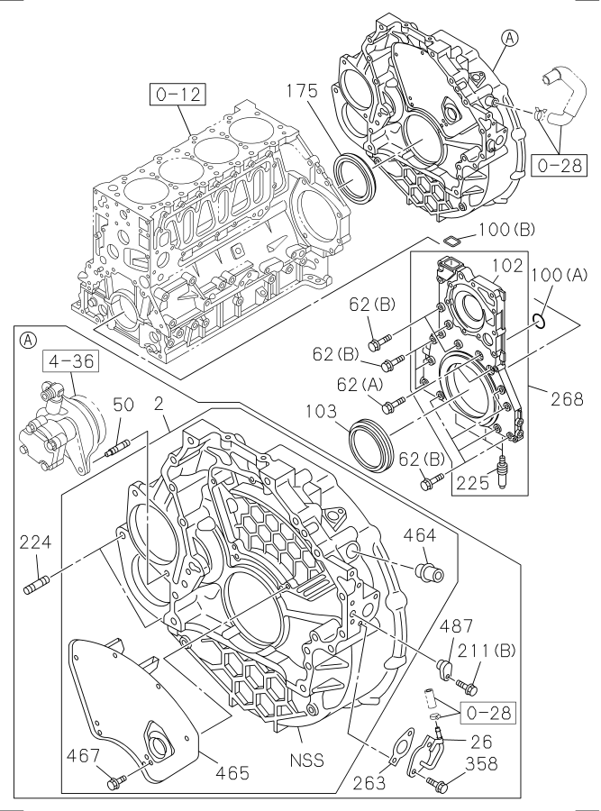 Diagram TIMING GEAR CASE AND FLYWHEEL HOUSING for your 2008 Isuzu NRR   