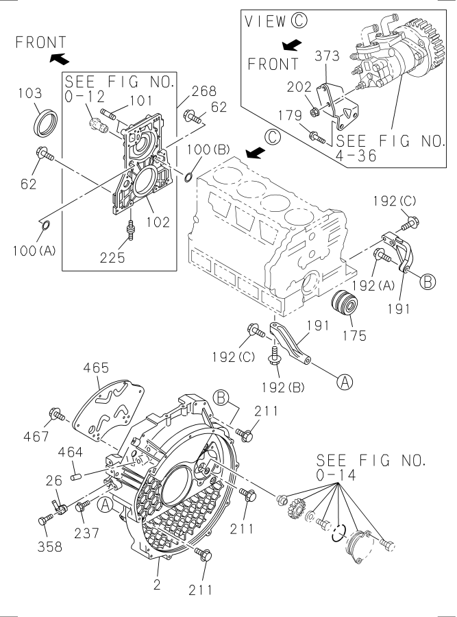 Diagram TIMING GEAR CASE AND FLYWHEEL HOUSING for your 1995 Isuzu