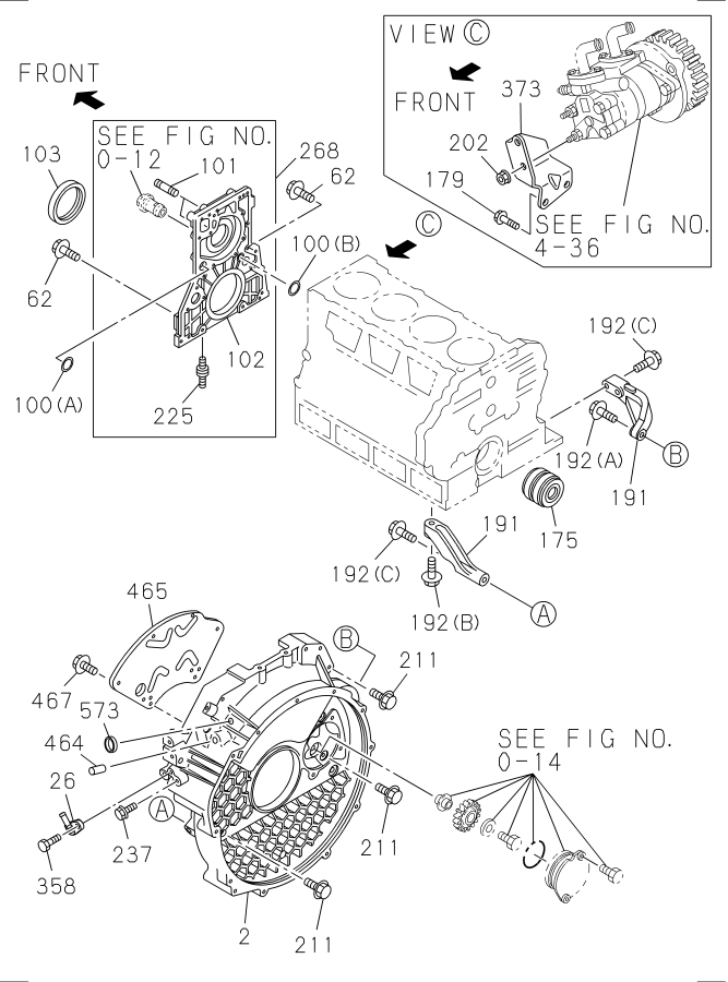 Diagram TIMING GEAR CASE AND FLYWHEEL HOUSING for your 2022 Isuzu FTR   