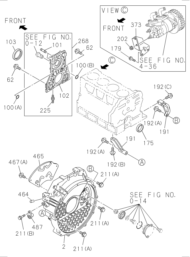 Diagram TIMING GEAR CASE AND FLYWHEEL HOUSING for your Isuzu