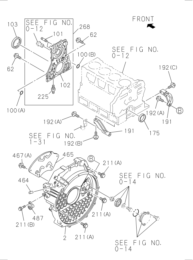 Diagram TIMING GEAR CASE AND FLYWHEEL HOUSING for your 2022 Isuzu FVR   