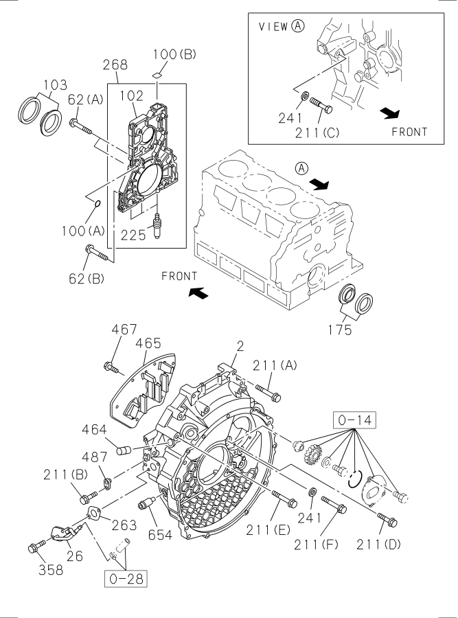 Diagram TIMING GEAR CASE AND FLYWHEEL HOUSING for your Isuzu