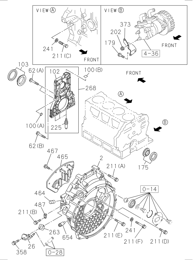 Diagram TIMING GEAR CASE AND FLYWHEEL HOUSING for your 2019 Isuzu NQR   