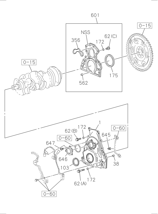 Diagram TIMING GEAR CASE AND FLYWHEEL HOUSING for your Isuzu