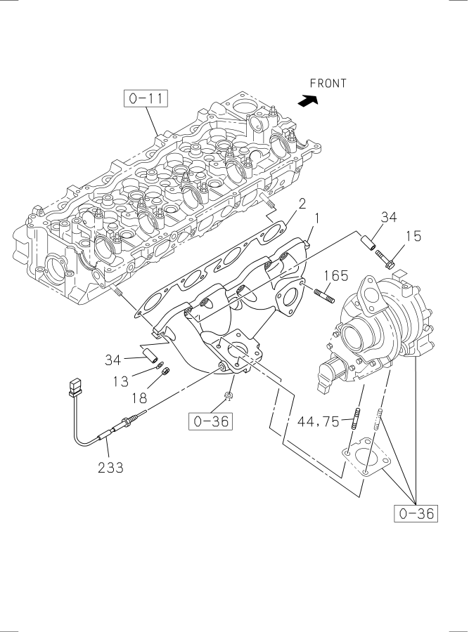 Diagram EXHAUST MANIFOLD for your 2013 Isuzu NRR DIESEL 4HK1-TCN (RDQ) CREW CAB AND SUPERLONG CHASSIS 