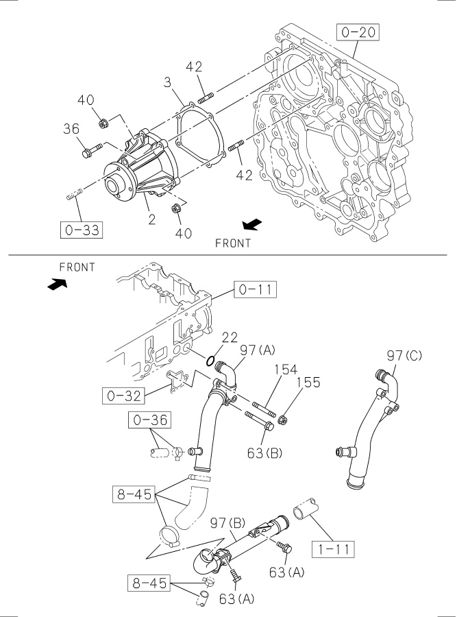 Diagram WATER PUMP AND CORROSION RESISTOR for your 2011 Isuzu NPR   