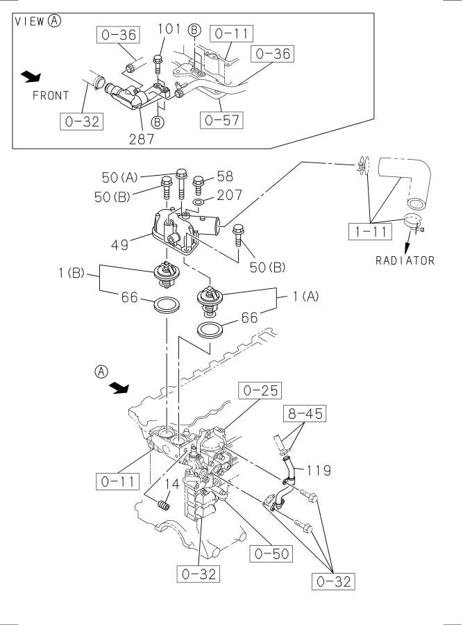 Diagram THERMOSTAT AND HOUSING for your Isuzu