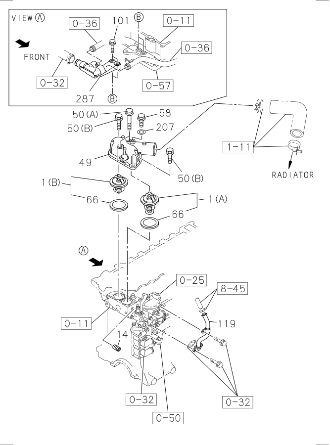 Diagram THERMOSTAT AND HOUSING for your 2011 Isuzu NQR CREW CAB AND SUPERLONG CHASSIS DIESEL 4HK1-TCN (RDQ) 