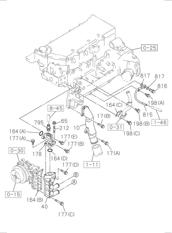 Diagram WATER PIPING; ENGINE for your Isuzu