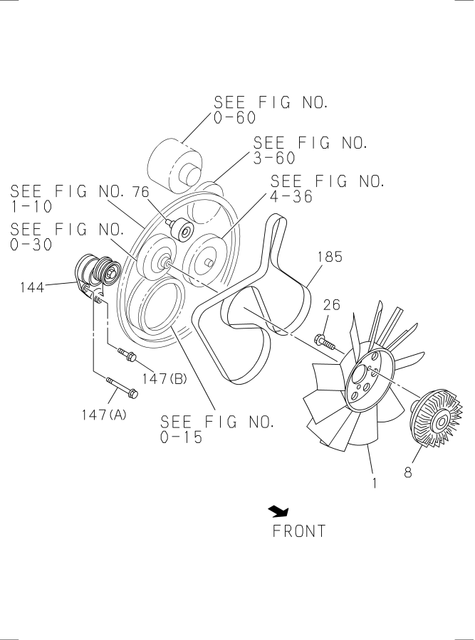 Diagram FAN AND FAN BELT for your 1997 Isuzu NPR-HD   