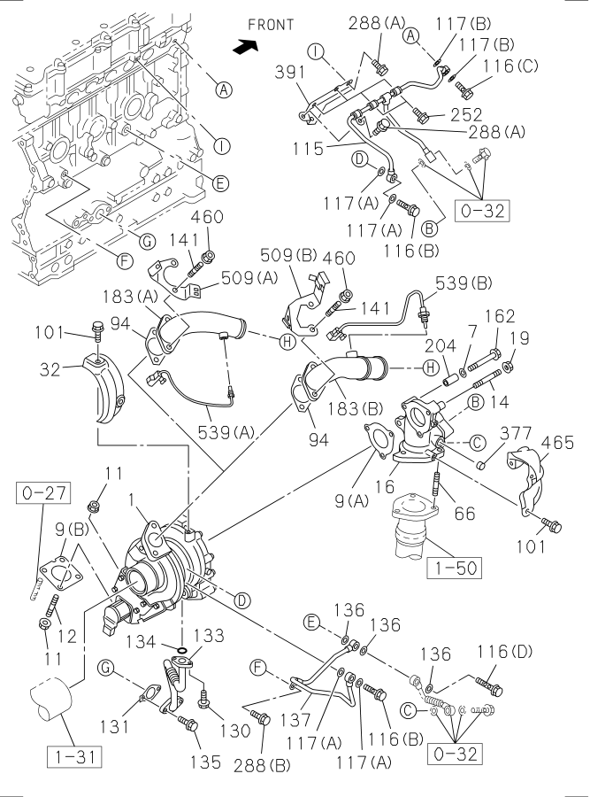 Diagram TURBOCHARGER SYSTEM for your 2011 Isuzu NPR-HD SINGLE CAB DIESEL 4HK1-TCN (RDQ) 