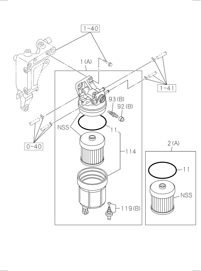 Diagram FUEL FILTER AND BRACKET for your 1996 Isuzu